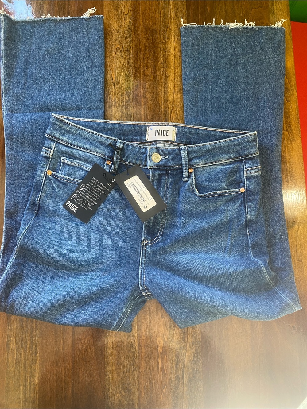 PAIGE Dark Blue Flared Wide Leg Jeans